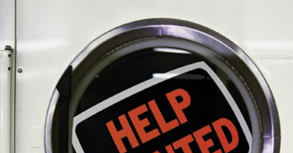Dryer door with help wanted sign image