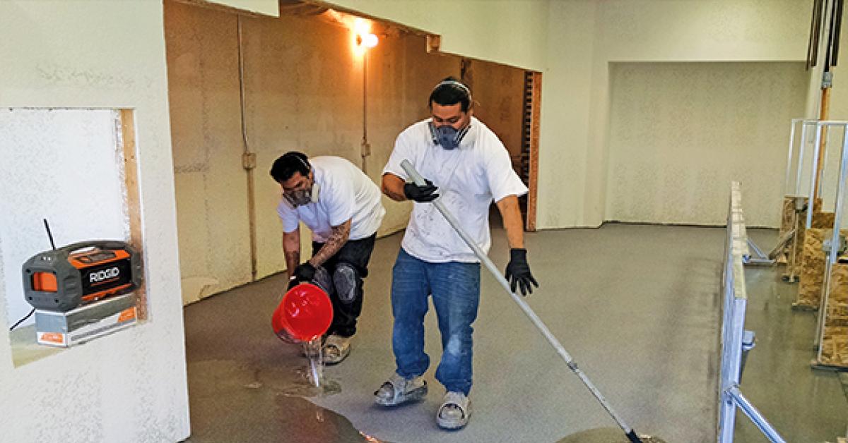 Quartz flooring at a laundry renovation duds in suds